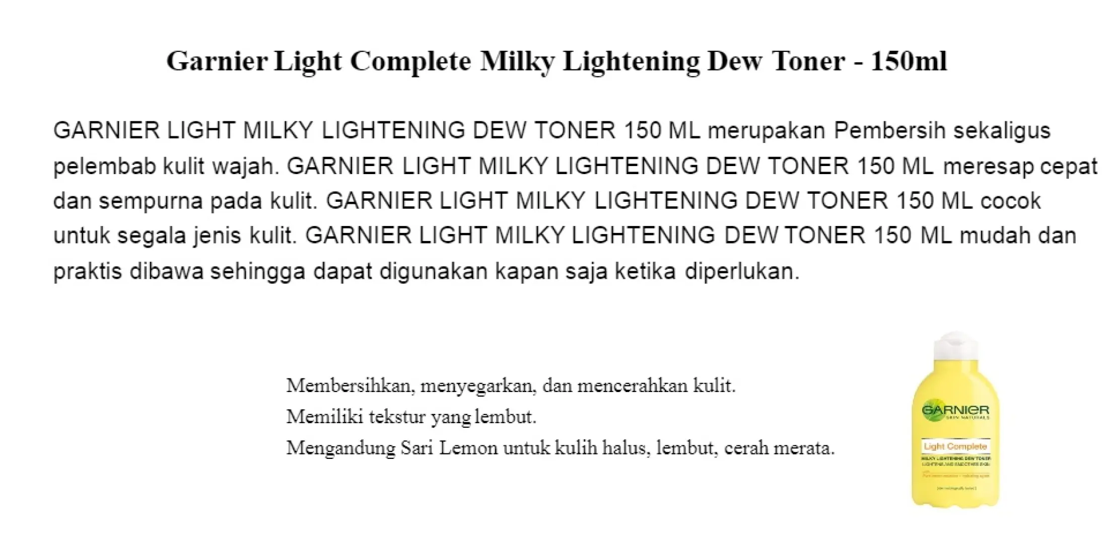 garnier milky lightening dew toner