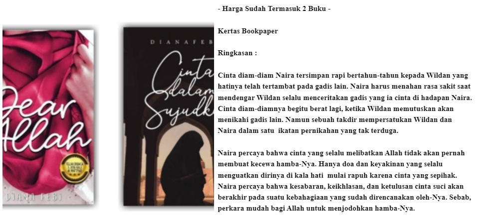 Paket 2 Novel Dear Allah Cinta Dalam Sujudku Diana Febi Wattpad T Ken S Book Lazada Indonesia