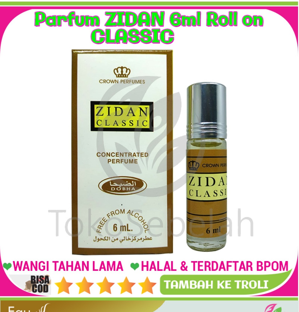 Parfum ZIDAN CLASSIC 6ml Dobha BPOM Original Roll On Non Alkohol