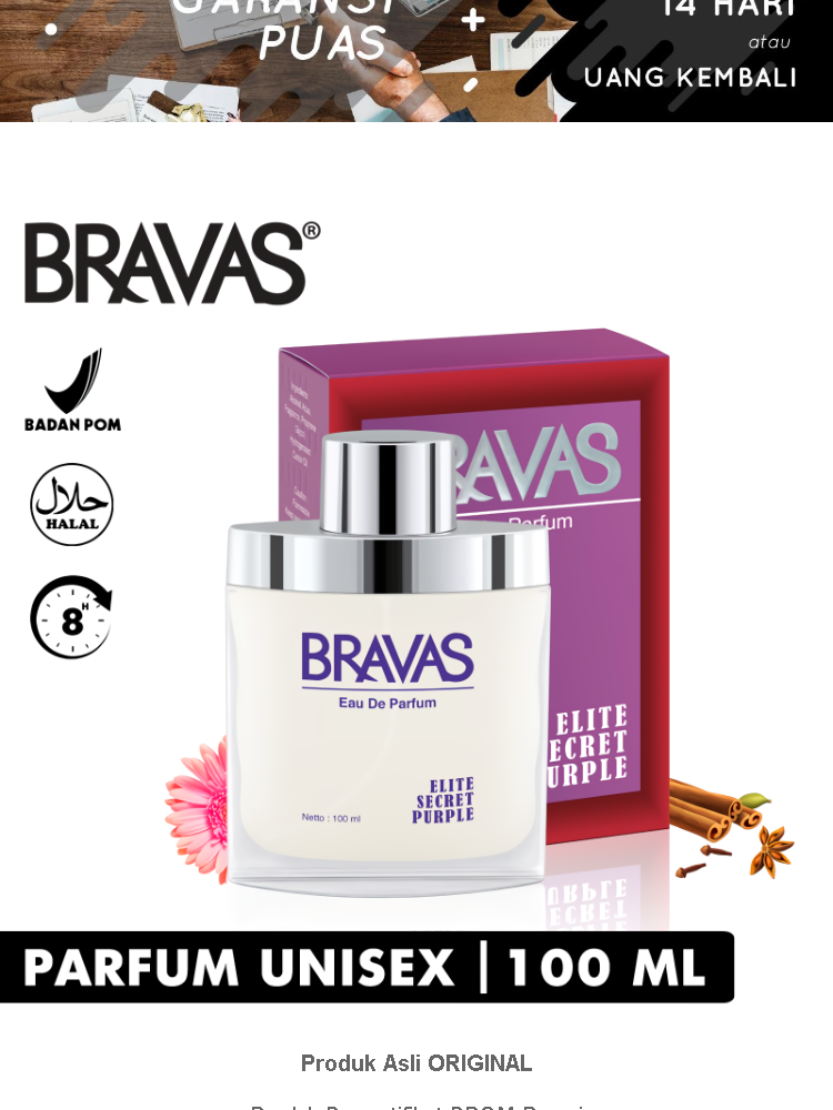 BRAVAS ELITE SECRET PURPLE 100 ML Perfume Eau De Parfum Original