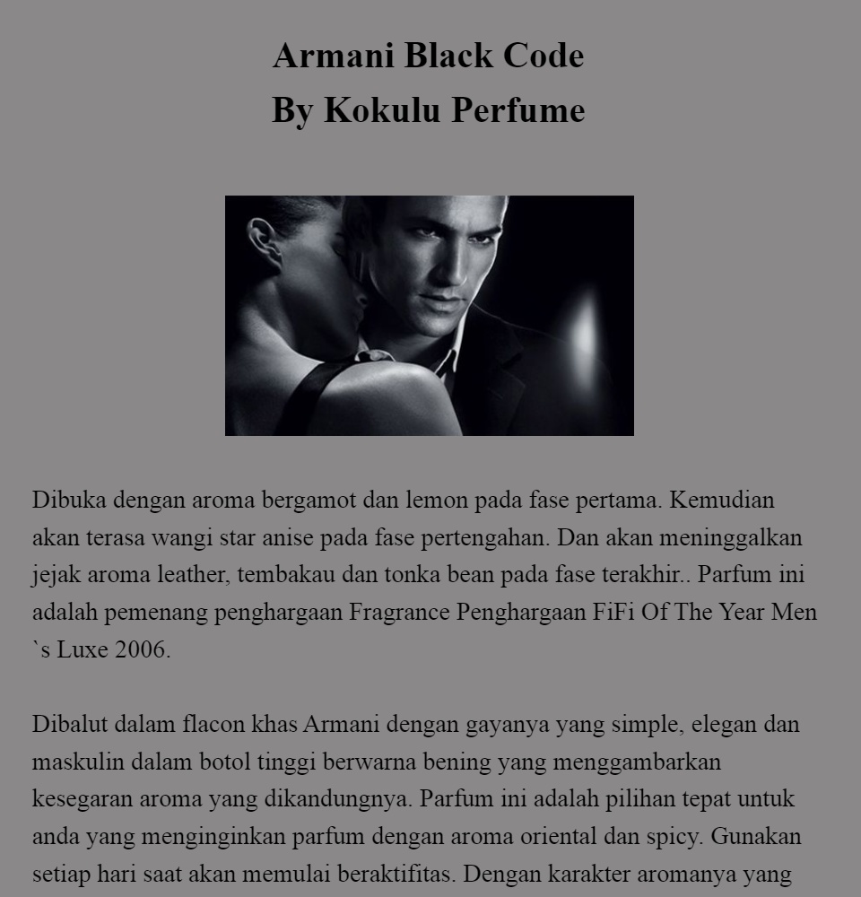 Jual Parfum Original Armani Black Code Men Edt 75 Ml No Box Jakarta Utara Uncle Jeff Shop Tokopedia