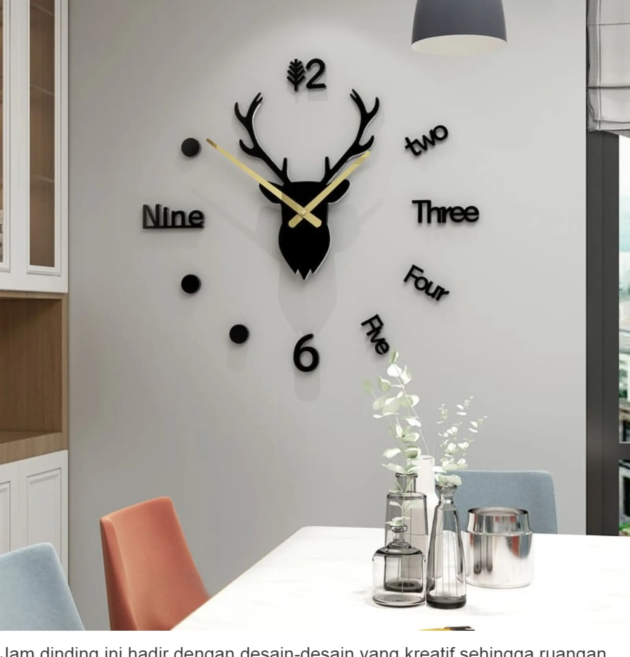 Jam Dinding 3d Diy Giant Wall Clock Quartz Creative Design Model Deer Head 100cm Jam Dinding Unik Jam Dinding Karakter Jam Dinding Tempel Tembok Jam Karakter Unik