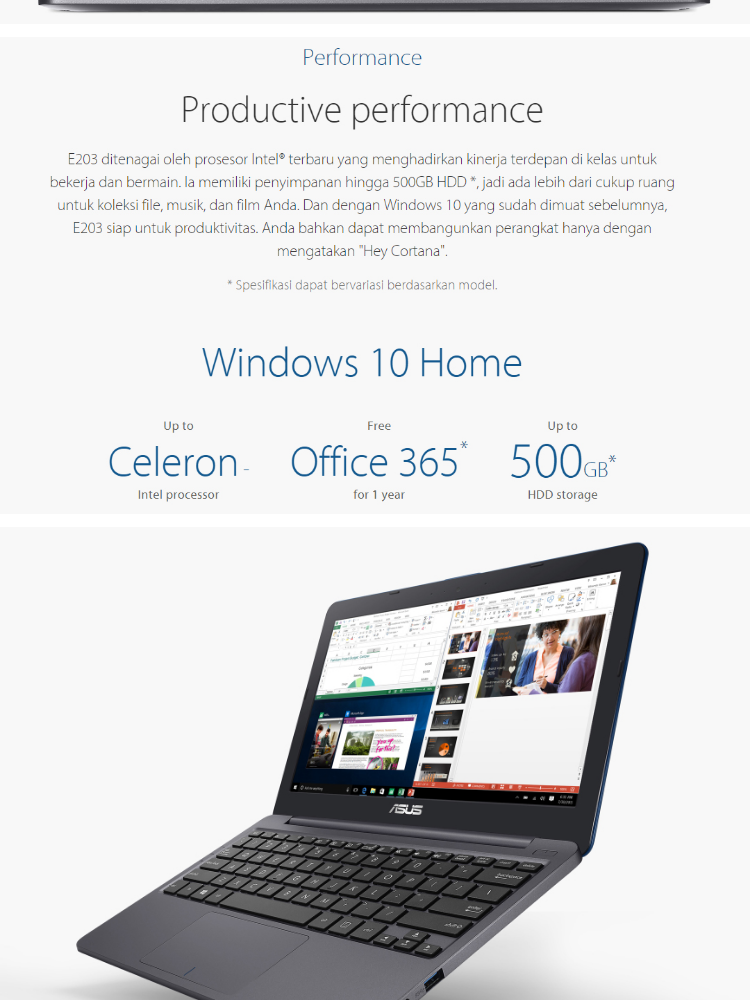 Promo Notebook Baru Asus E203MAH-FD011T - Intel® Celeron 