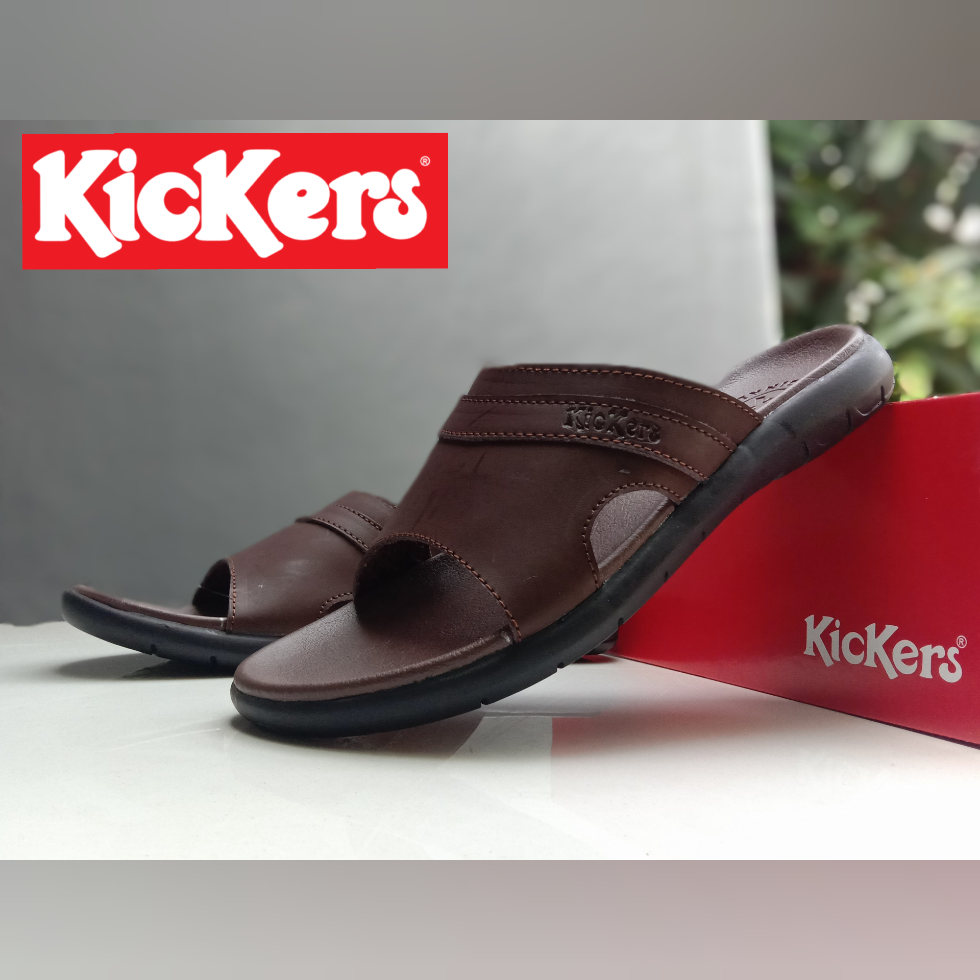 SANDAL KULIT KICKERS PRIA. SANDAL SELOP COWOL KULIT ASLI. SENDAL