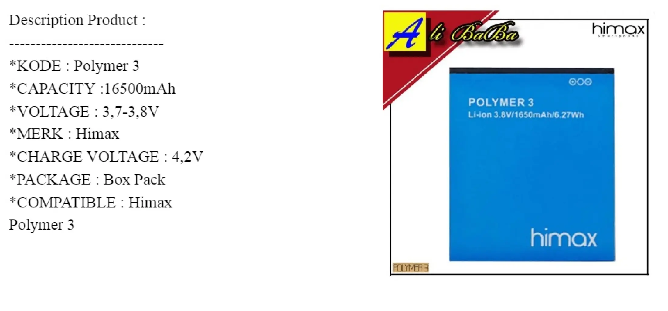 Baterai Handphone Himax Polymer 3 Batre Hp Himax Polymer 3 Battery Himax Polymer 3 Lazada Indonesia