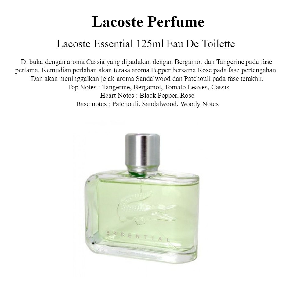 Lacoste Essential Perfume For Men 75 Ml Edt