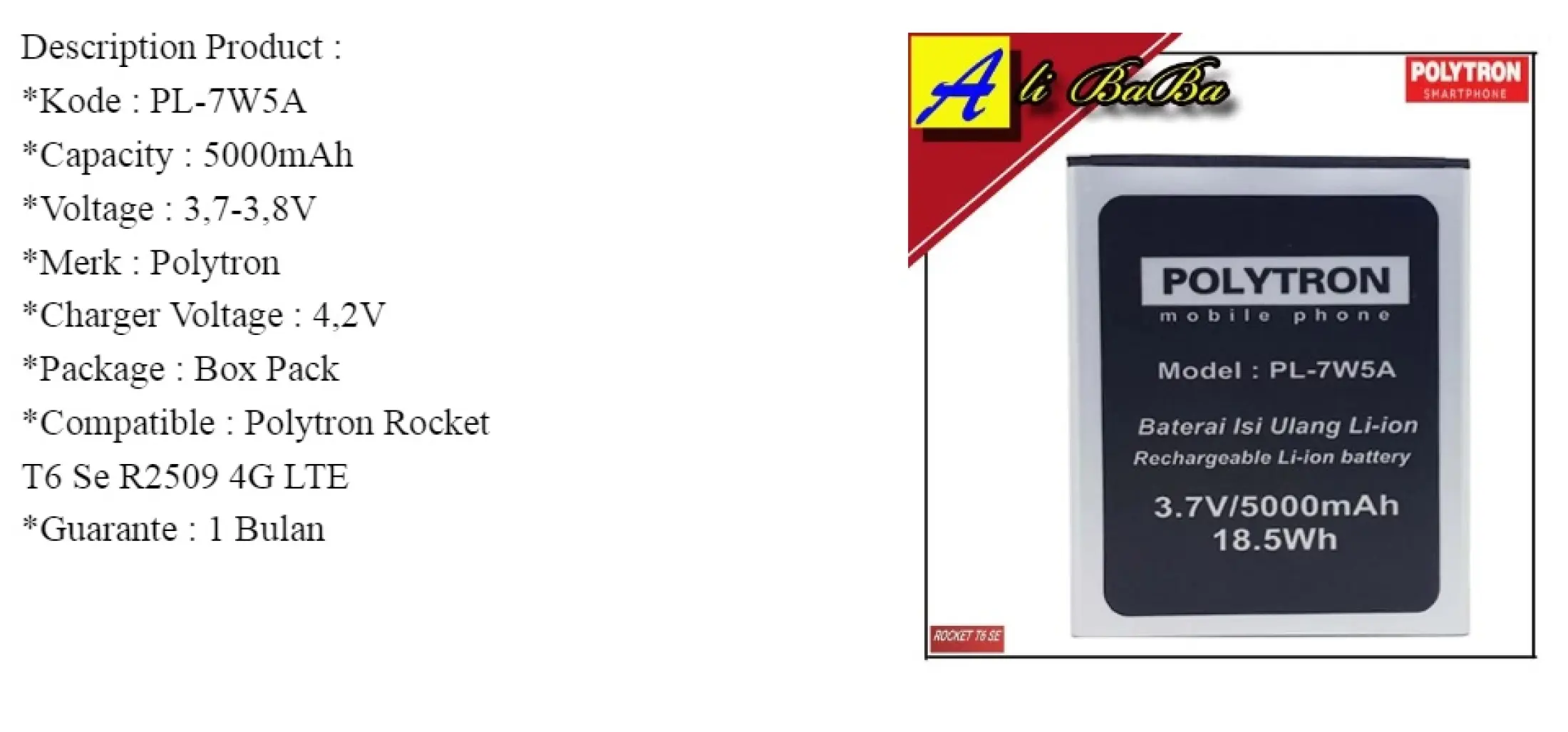 Baterai Handphone Polytron Rocket T6 Se 4g Lte R2509 Pl 7w5a Double Power Polytron R2509 Batre Hp Polytron Battery Polytron Rocket T6 Lazada Indonesia