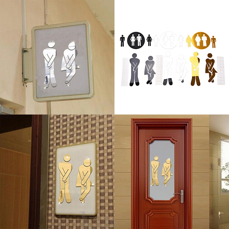 Man Women 3D Toilet WC Removable Decal Vinyl Art Wall Sticker Mirror Decoration
