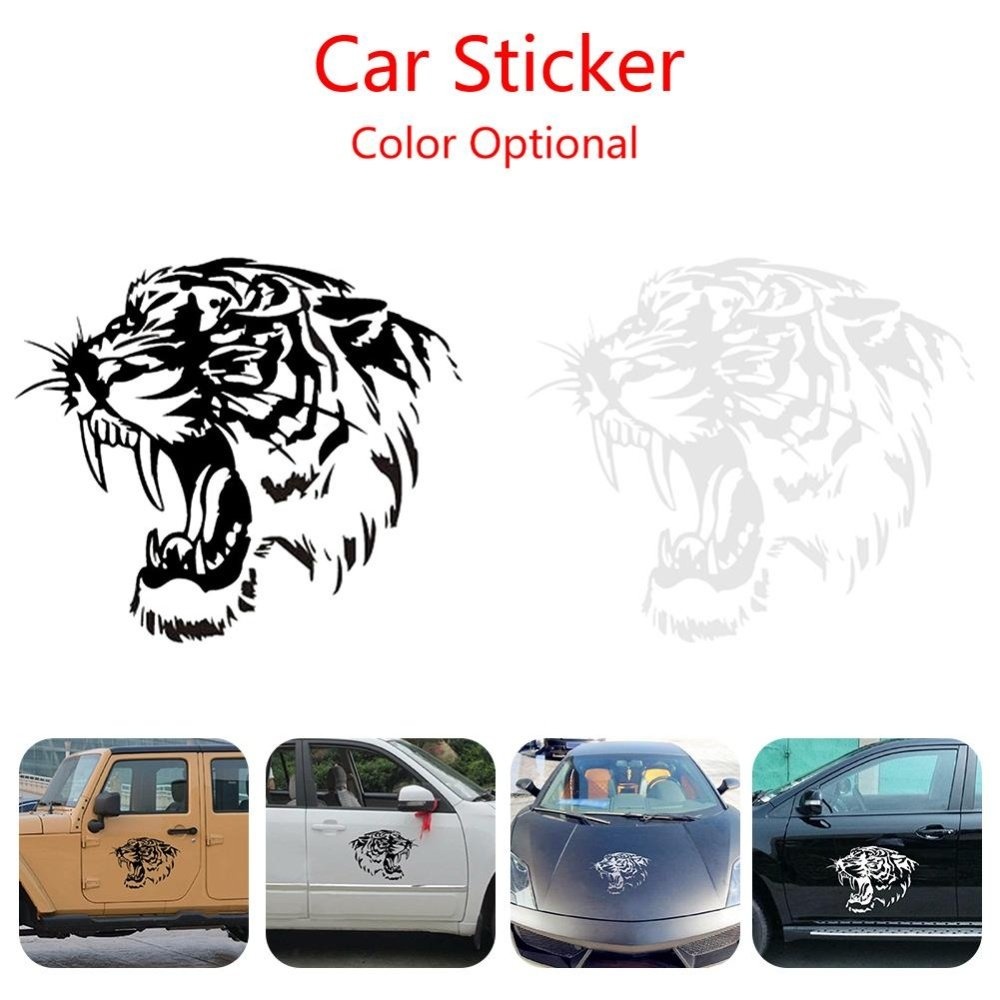 Crystalawaking 28x28 Cm Stiker Mobil Reflektif Stiker Harimau